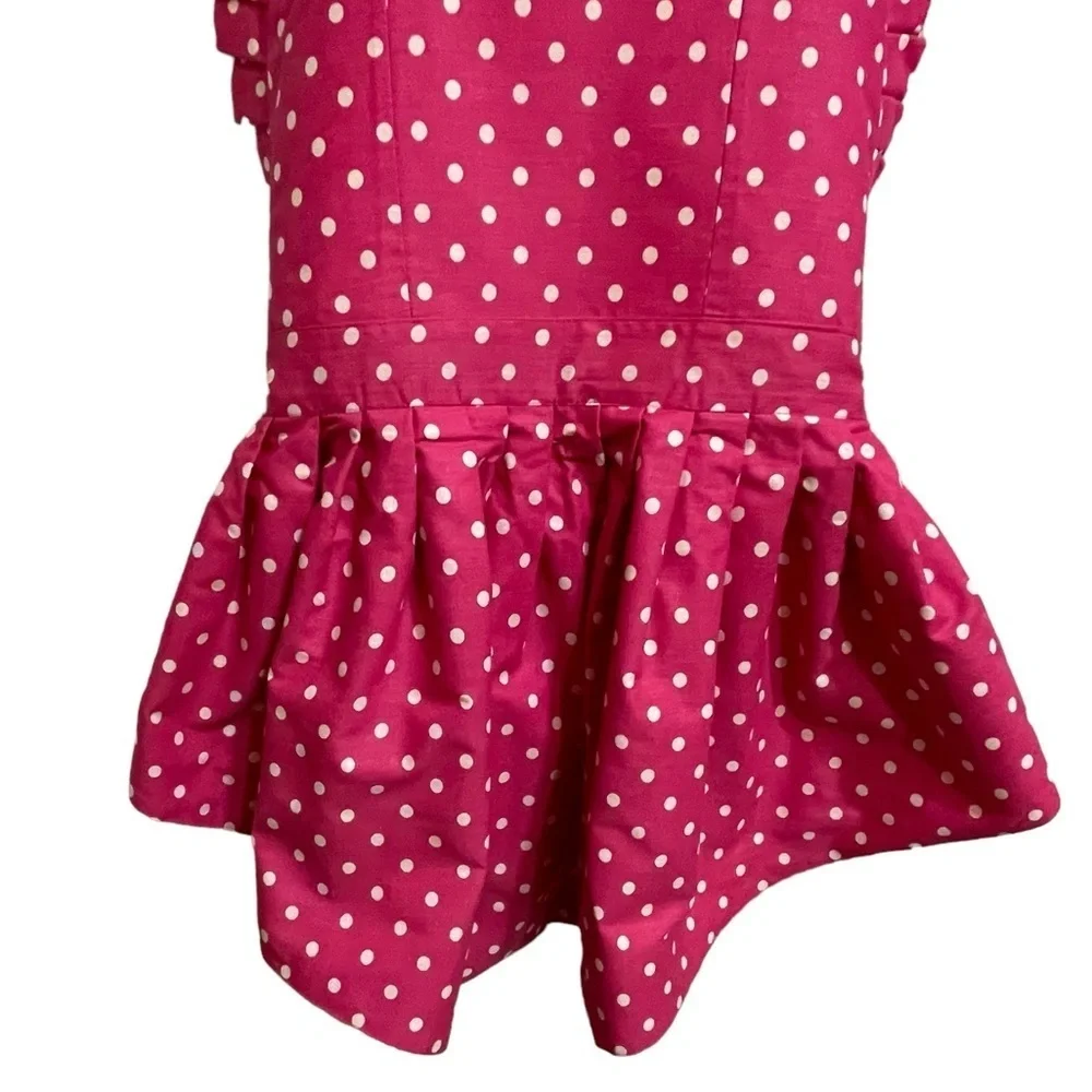 NWT Simply Savvy Co. Pink Dotted Apron Ruffles Bib Tie Back Cotton OSFM